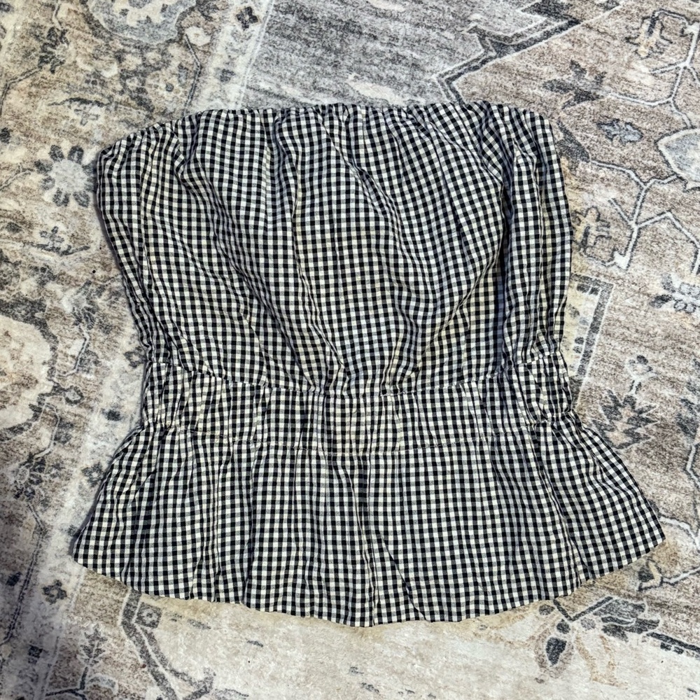 Posse Aurelia Strapless Gingham Cotton Top size L - Picture 7 of 10